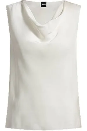 HUGO BOSS Sleeveless cowl-neck blouse in stretch silk