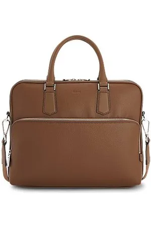 HUGO BOSS Grained Italian-leather document case with emed logo