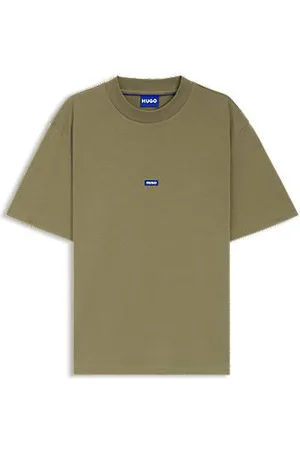 HUGO BOSS Regular-fit cotton-jersey T-shirt with blue logo patch