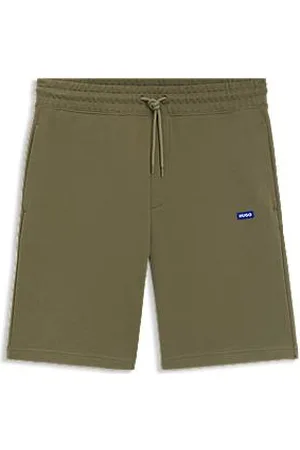 HUGO BOSS Drawstring shorts in cotton terry with blue logo label