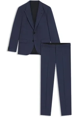 HUGO BOSS Slim-fit three-piece suit with sharkskin weave