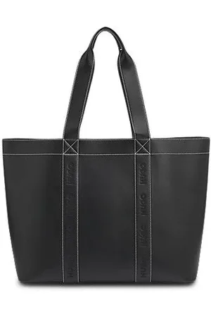 HUGO BOSS Faux-leather tote bag with embroidered logos