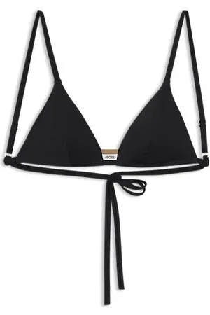 HUGO BOSS Signature-stripe bikini top with UPF 50