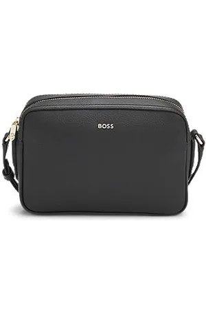 HUGO BOSS Crossbody bag in grained leather with logo lettering