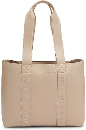 HUGO BOSS Faux-leather tote bag with embroidered logos