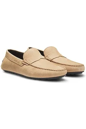 HUGO BOSS Nubuck-leather loafers with driver sole
