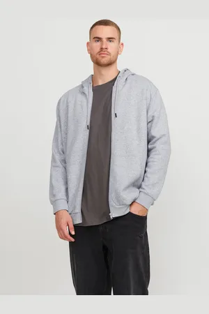 JACK & JONES Plus Size Plain Zip Hoodie