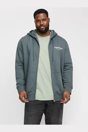 JACK & JONES Plus Size Printed Zip Hoodie