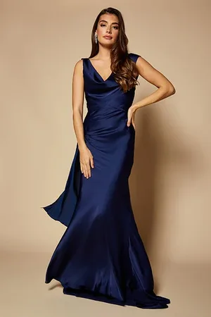 Jarlo Gabriella Cowl Neck Fishtail Gown with Open Back, UK 6 / US 2 / EU 34 /