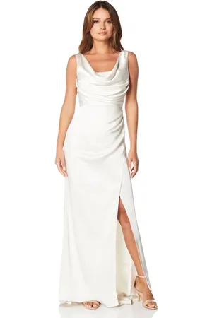 Jarlo Madia Cowl Front Maxi Dress with Thigh Split and Train, UK 12 / US 8 / EU 40 /