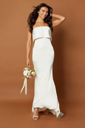 Jarlo Jetaime Strapless Maxi Dress with Overlay and Button Back Detail, UK 8 / US 4 / EU 36 /