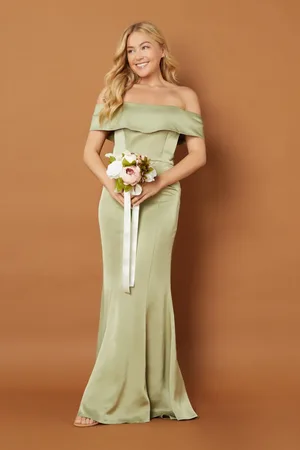 Jarlo Sage Off Shoulder Maxi Dress with Train, UK 12 / US 8 / EU 40 /