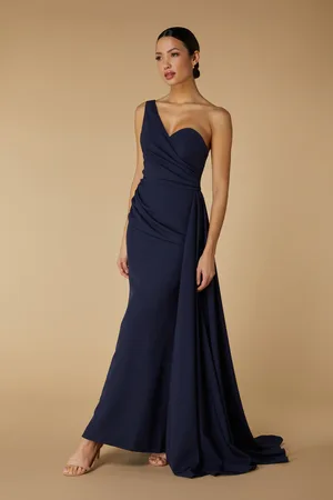 Jarlo Hazel One Shoulder Fishtail Maxi Dress with Drape Detail, UK 8 / US 4 / EU 36 /