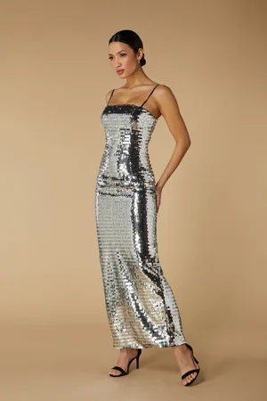 Jarlo Juno Sequin Maxi Dress with Cami Straps, UK 10 / US 6 / EU 38 /