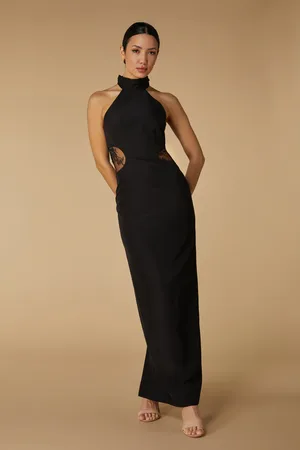 Jarlo Izzy High Neck Maxi Dress with Lace Waist Detail, UK 8 / US 4 / EU 36 /