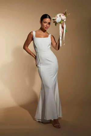 Jarlo Senia Square Neck Maxi Dress With Button Back, UK 6 / US 2 / EU 34 /