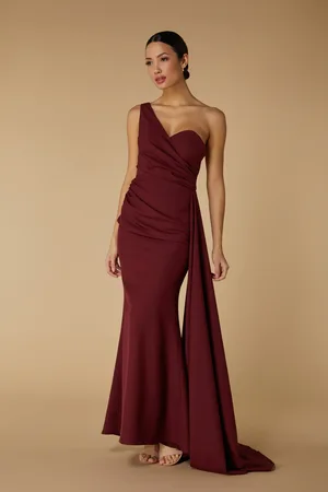 Jarlo Hazel One Shoulder Fishtail Maxi Dress with Drape Detail, UK 8 / US 4 / EU 36 /