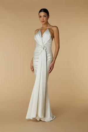 Jarlo Rochelle Halter Neck Maxi Dress with Waist Tie Detail, UK 6 / US 2 / EU 34 /