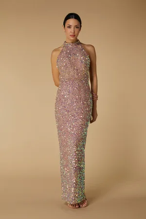 Jarlo Yolanda High Neck Sequin Maxi Dress with Back Strap Detail, UK 12 / US 8 / EU 40 /