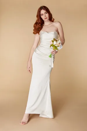 Jarlo Lisa Strapless Satin Maxi with Train, UK 10 / US 6 / EU 38 /