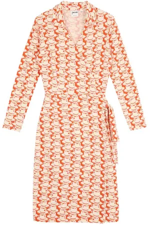 Joanie Clothing Ciarra ‘70s Teacup Print Jersey Wrap Dress - UK 12 - Sustainable Organic Cotton