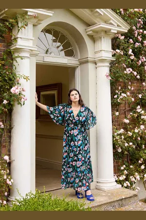 Joanie Clothing Celia Birtwell X Joanie - Queen of the Night Angel Sleeve Floral Print Maxi Dress-8