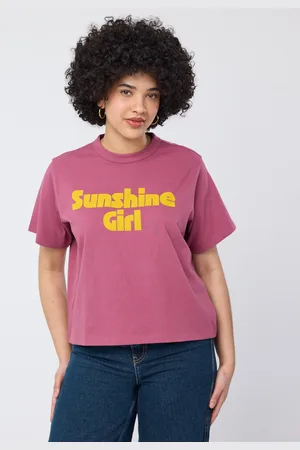 Joanie Clothing Lucia Sunshine Girl Boxy Fit Slogan Tee - Extra Extra Large (UK 24-26) - Sustainable Organic Cotton