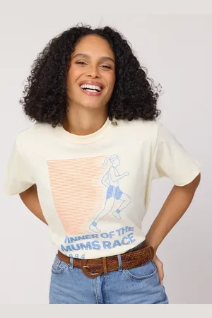 Joanie Clothing Cath Mums Race Boxy Fit Graphic Tee-L (UK 16-18) - Sustainable Organic Cotton