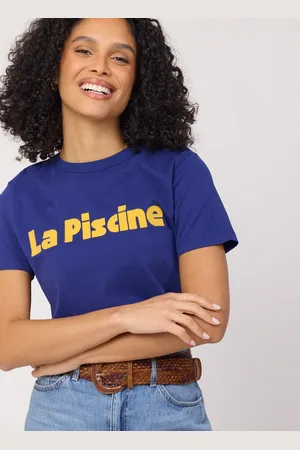 Joanie Clothing Colette La Piscine Graphic Slogan Tee-L (UK 16-18) - Sustainable Organic Cotton