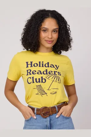 Joanie Clothing Judith Holiday Readers Club Slogan Tee-L (UK 16-18) - Sustainable Organic Cotton