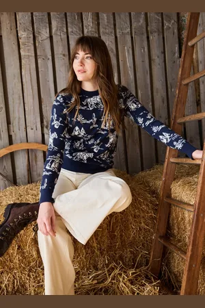 Joanie Clothing Anning Western Cowgirl Intarsia Knit Jumper - L (UK 16-18) - Sustainable Organic Cotton