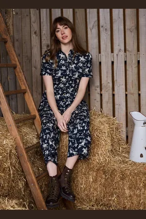 Joanie Clothing Ithaca Western Cowgirl Print Short Sleeve Boilersuit- UK 10 - Sustainable Organic Cotton