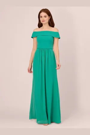 Adrianna Papell Beaded Sleeveless Godet Detail Maxi Dress, Green