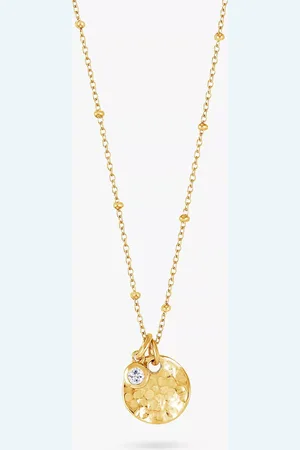 Dower & Hall Textured Round Charm and Sapphire Twinkle Pendant Necklace