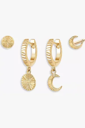 Daisy London Estée Lalonde Luna Huggie Hoops and Stud Earrings, Pack of 2 Pairs