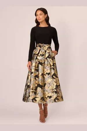 Adrianna Papell Combo Floral Jacquard Dress