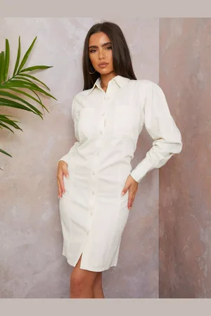 Chi Chi London Long Sleeve Denim Midi Dress