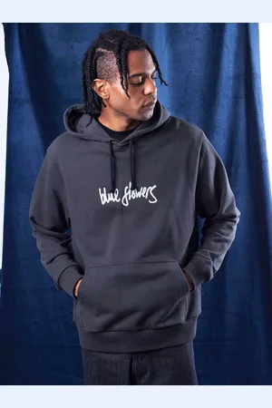blue flowers Hand Written Hoodie