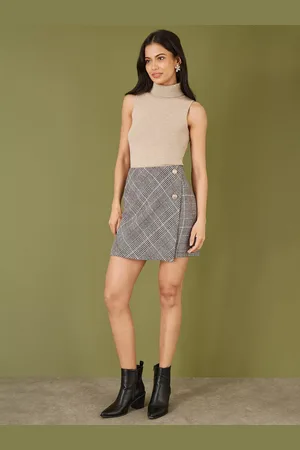 Yumi Mela London Check Wrap Mini Skirt