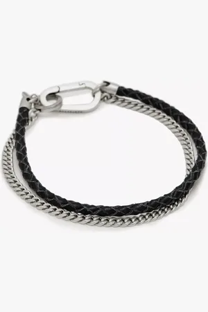 AllSaints Leather Cord Curb Chain Bracelet