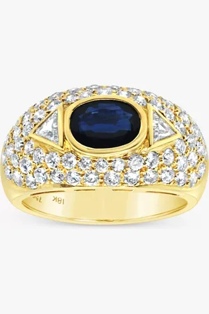 Milton & Humble Jewellery Pre-Loved 18ct Diamond and Sapphire Domed Band Ring, Dated Edinburgh 2017