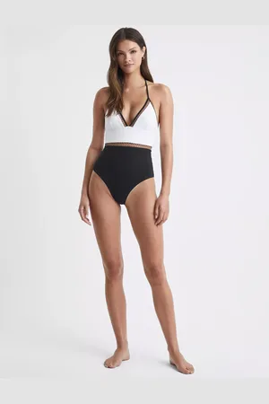 Reiss Ray Embroidered Colour Block Swimsuit