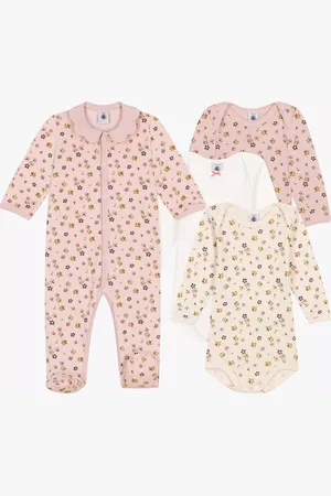 Petit Bateau Baby Floral Cotton Sleepsuit & Bodysuit Set