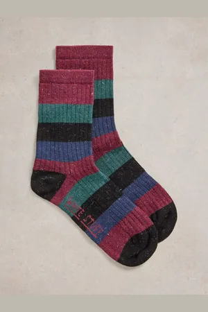 White Stuff Stripe Sparkle Organic Cotton Blend Socks