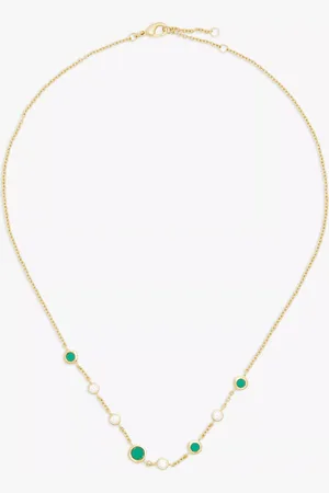 John Lewis Gemstones Cubic Zirconia & Green Agate Collar Necklace