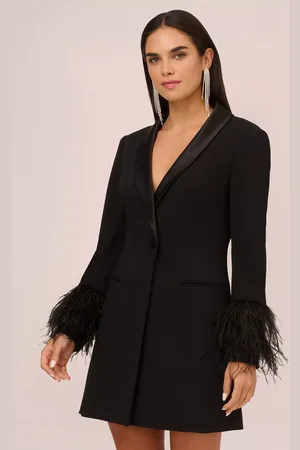 Adrianna Papell Aidan by Crepe Feather Cuff Blazer Dress