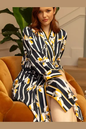 Fable Knightsbridge Floral Stripe Dressing Gown