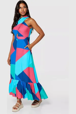 Closet Geometric Print Halter Neck Maxi Dress