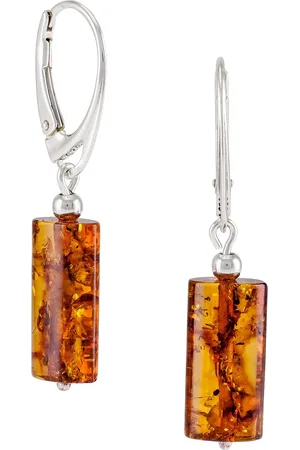 Be-Jewelled Tubular Amber Drop Earrings