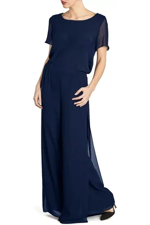 Gina Bacconi Layered Chiffon Wide Leg Side Slit Trousers